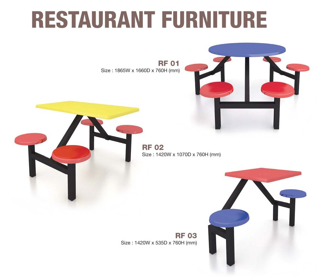 Fiberglass Top Canteen Table with Built-in Chair - Lian Star