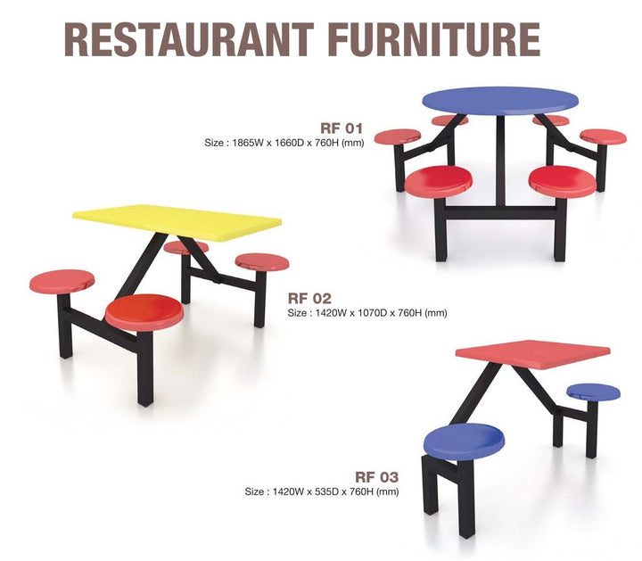 Fiberglass Top Canteen Table with Built-in Chair - Lian Star