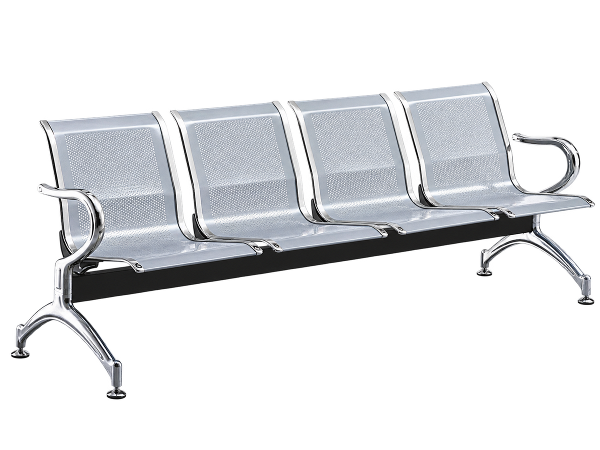 4 Seater Link Chair — silver metal waiting chair