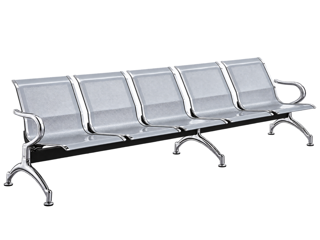 5 Seater Link Chair — silver metal waiting chair