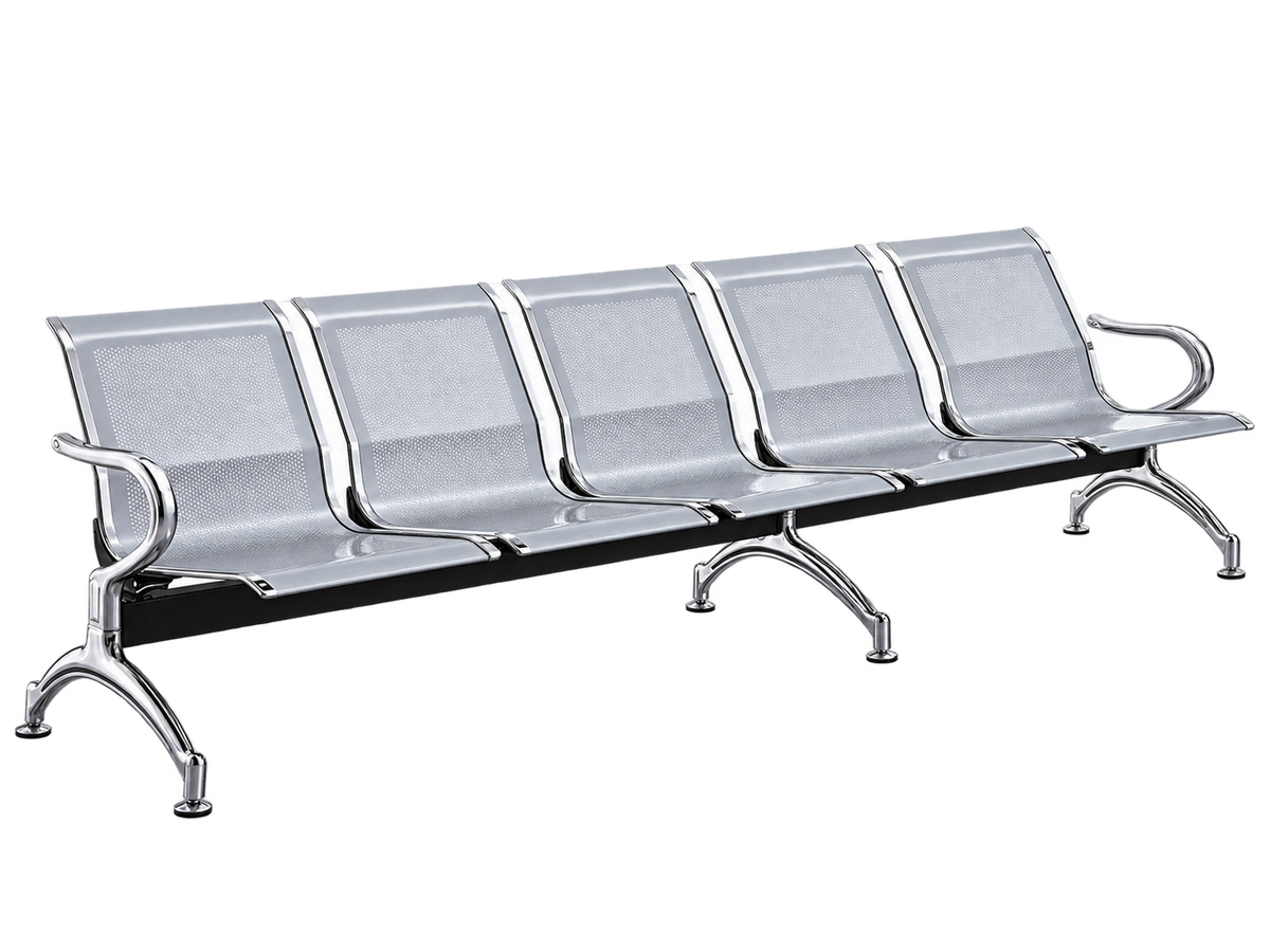 5 Seater Link Chair — silver metal waiting chair