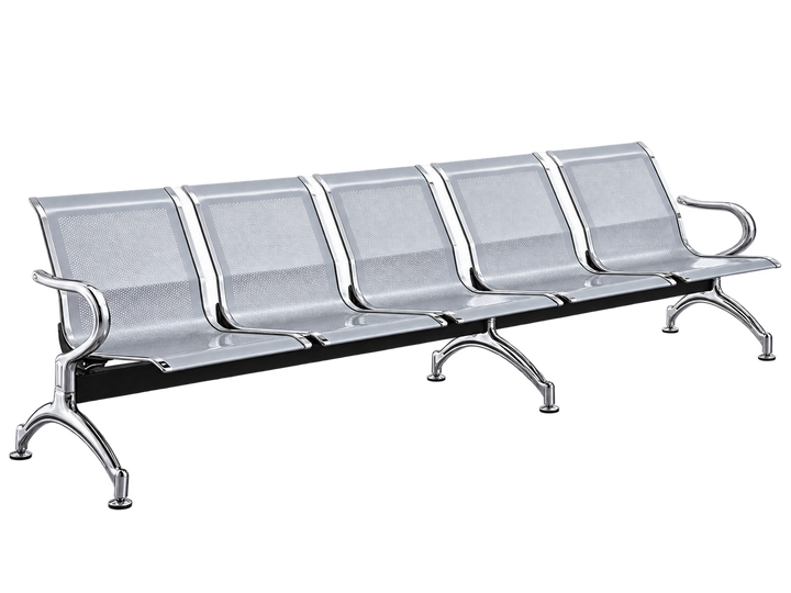 5 Seater Link Chair — silver metal waiting chair