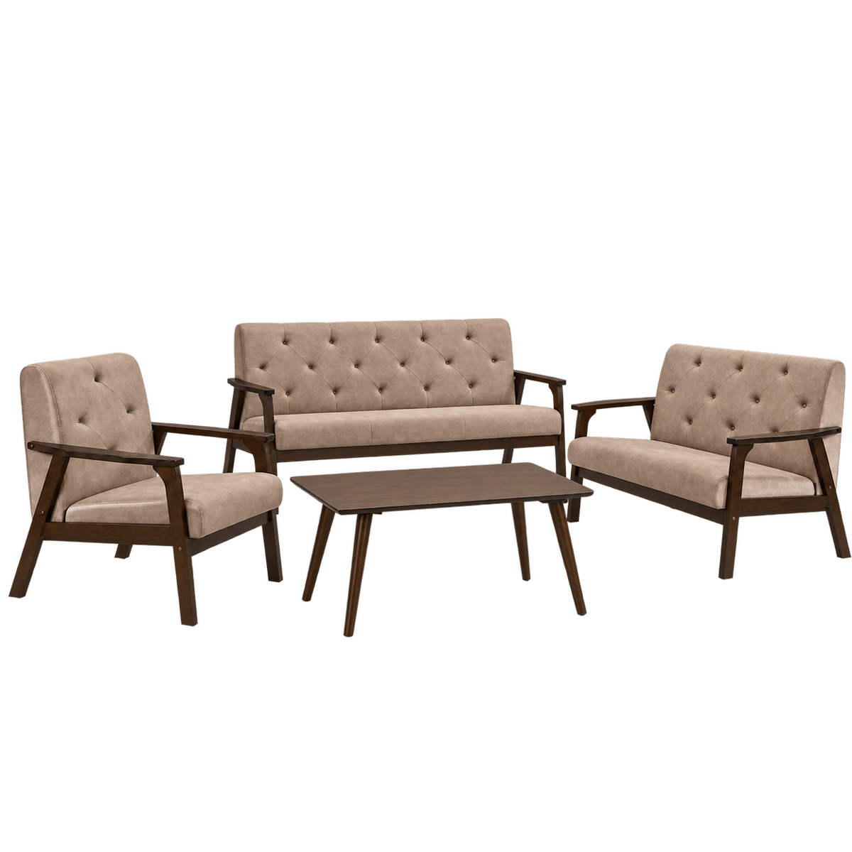 HF-9500 GD-06 Brown complete wooden sofa set transparent product image