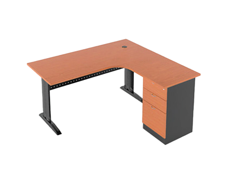 L-Shape Workstation with Steel Leg 1 Pax - Lian Star Sarawak