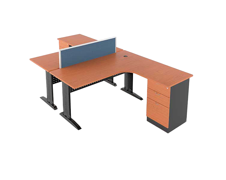 L-Shape Workstation with Steel Leg 2 Pax - Lian Star Sarawak