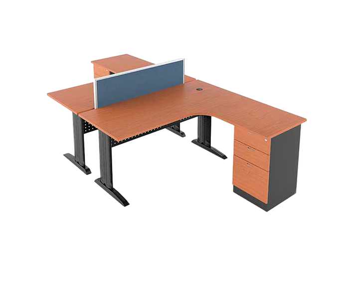 L-Shape Workstation with Steel Leg 2 Pax - Lian Star Sarawak