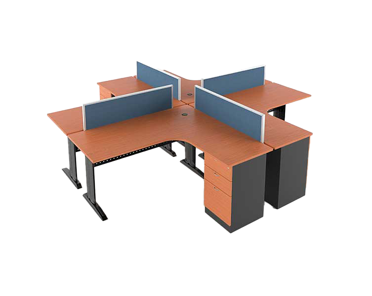 L-Shape Workstation with Steel Leg 4 Pax - Lian Star Sarawak
