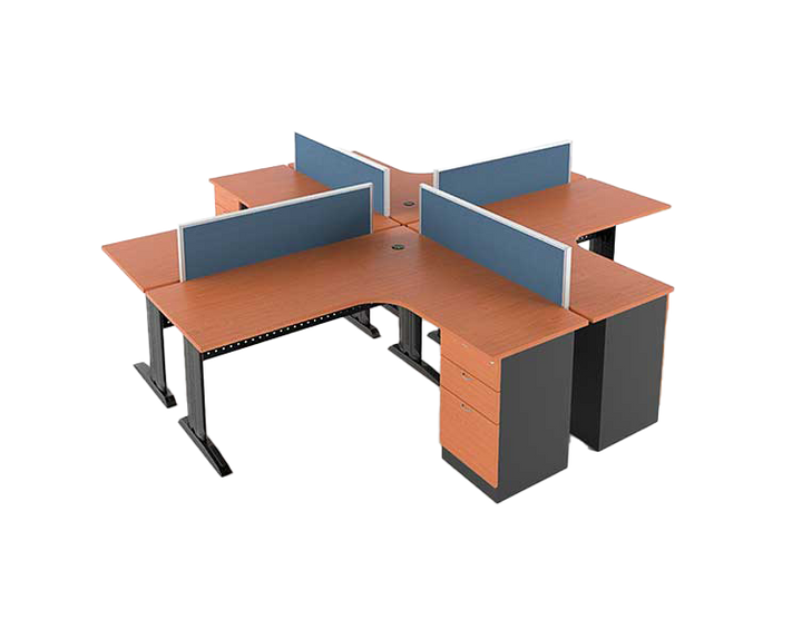 L-Shape Workstation with Steel Leg 4 Pax - Lian Star Sarawak