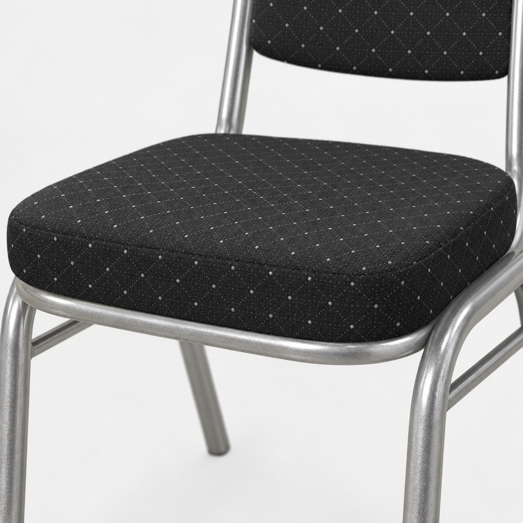 Black Upholstered Banquet Chair — padded seat