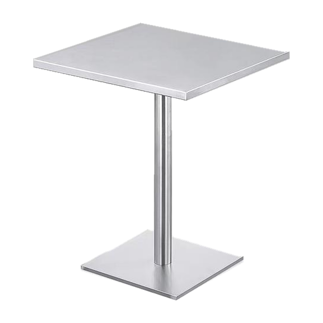 Square Silver Cafe Table with Pedestal Base – transparent product image