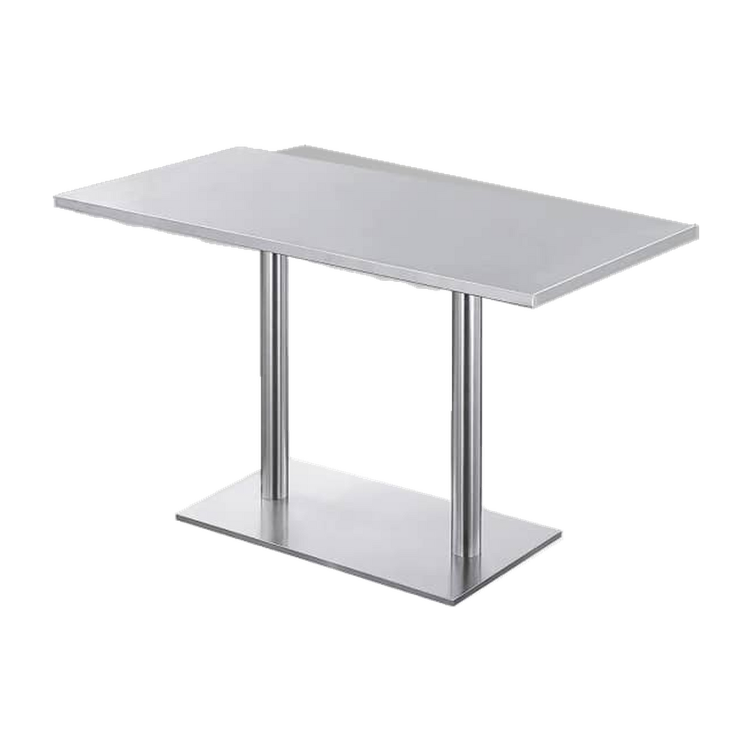 Rectangular Silver Restaurant Table with Twin Pedestals – transparent product image