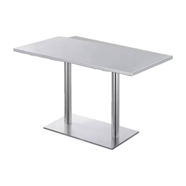 Rectangular Silver Restaurant Table with Twin Pedestals – transparent product image