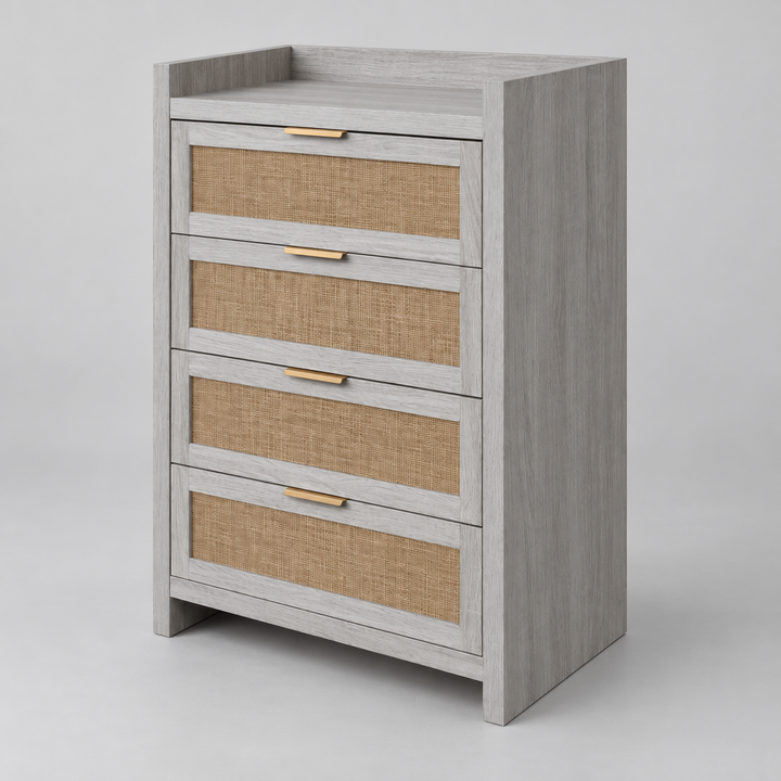 Arden Grey 4-Drawer Chest side view
