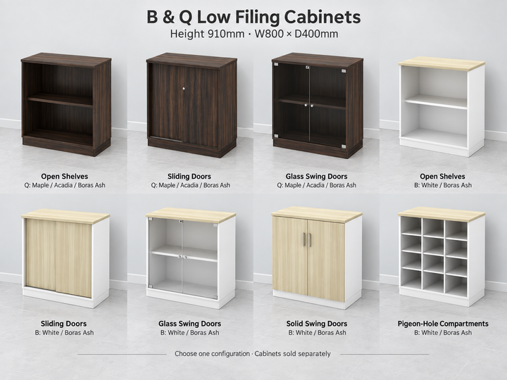B &amp; Q Low Filing Cabinets — source-matched cabinet alternatives; choose one configuration, cabinets sold separately