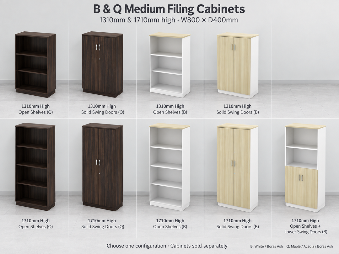 B &amp; Q Medium Filing Cabinets — source-matched cabinet alternatives; choose one configuration, cabinets sold separately