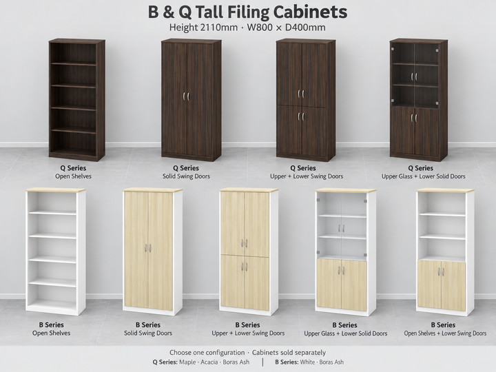 B &amp; Q Tall Filing Cabinets — source-matched cabinet alternatives; choose one configuration, cabinets sold separately