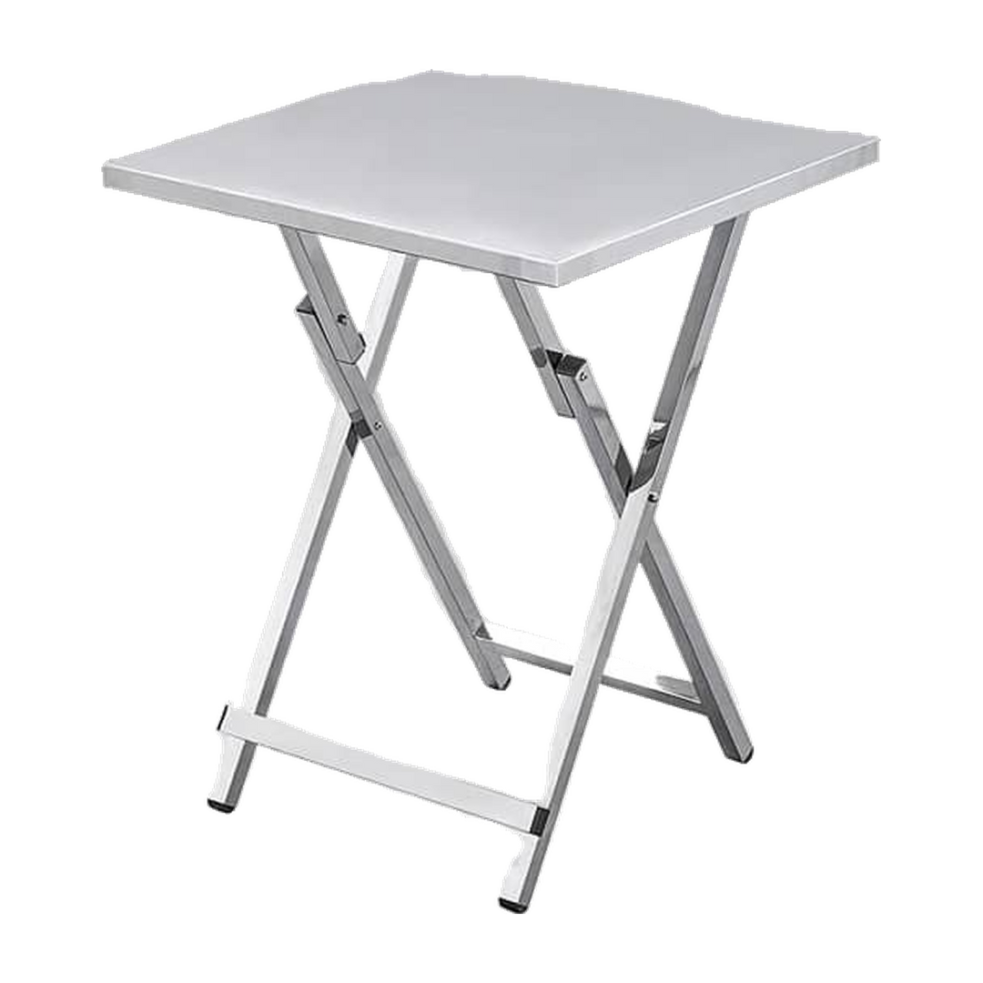 Square Silver Folding Restaurant Table – transparent product image