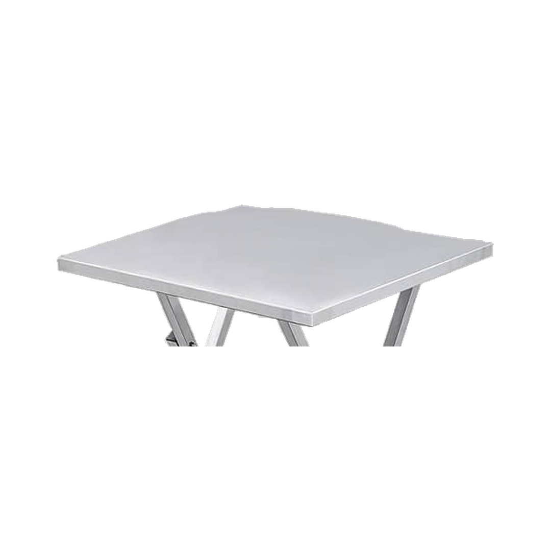 Square Silver Folding Restaurant Table – tabletop detail