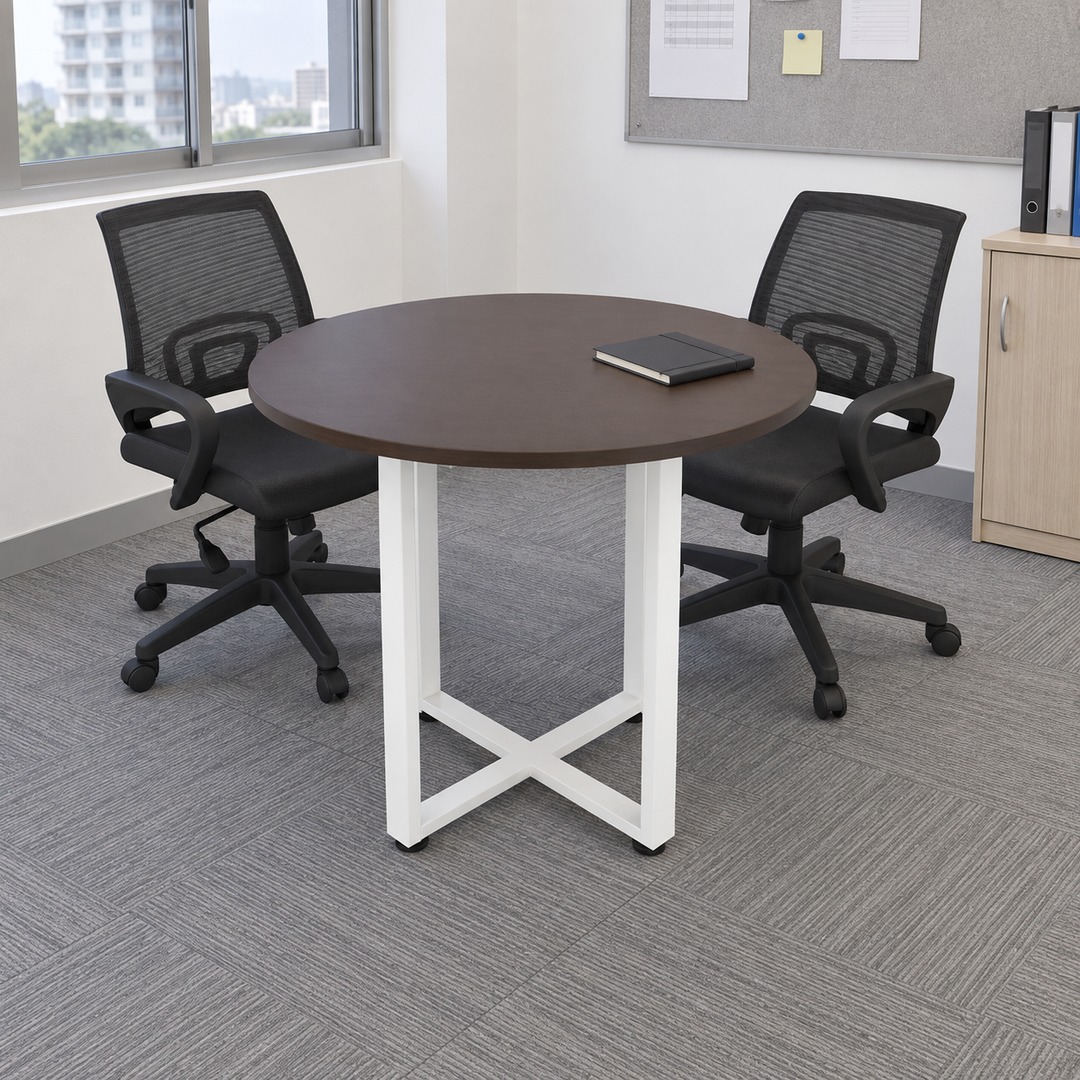 CROSS — actual table configuration in Malaysian office; chairs are styling references