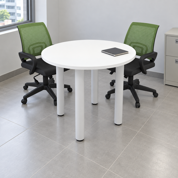 CRAWL — exact table configuration in a Malaysian office; chairs are styling references