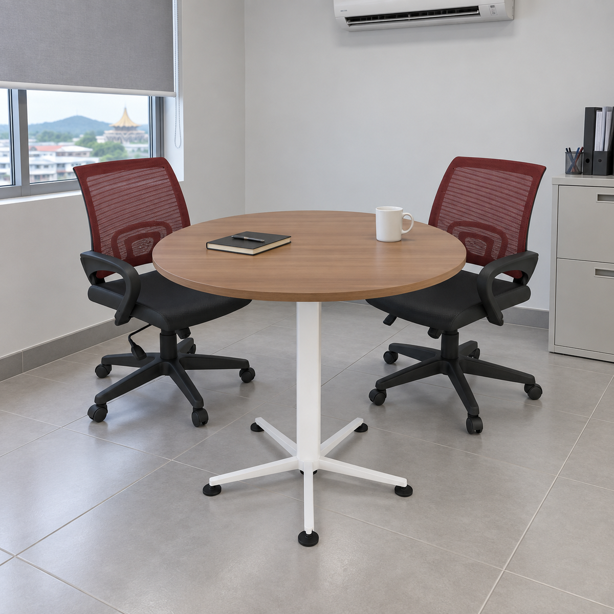 STAR — actual table configuration in Malaysian office; chairs are styling references
