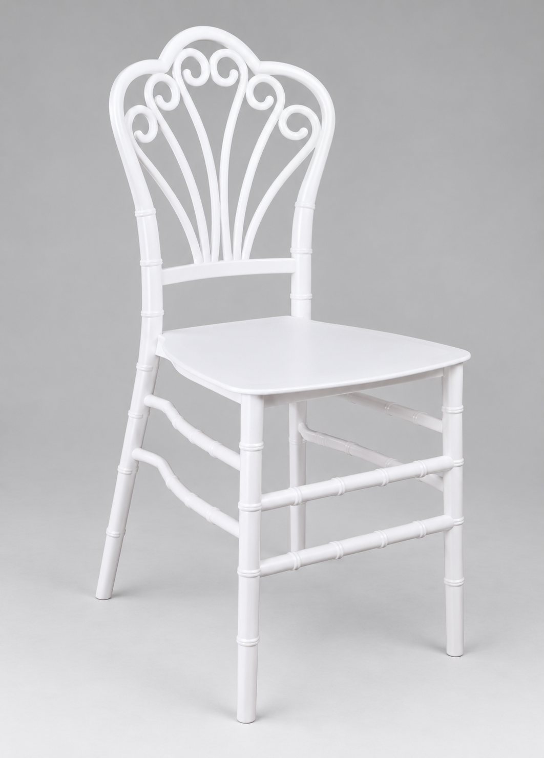 White Chiavari Event Chair – Scroll Back – back-detail