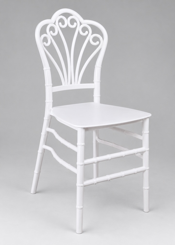 White Chiavari Event Chair – Scroll Back – back-detail