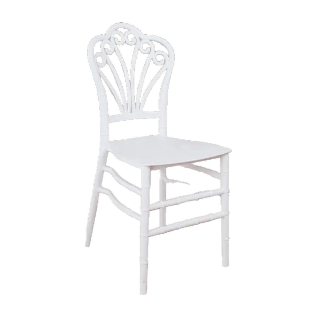 White Chiavari Event Chair – Scroll Back – transparent product image