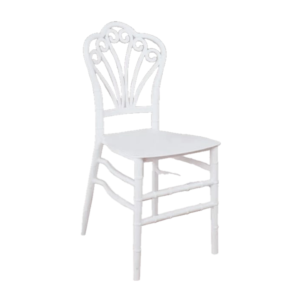 White Chiavari Event Chair – Scroll Back – transparent product image