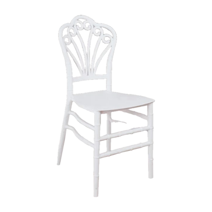 White Chiavari Event Chair – Scroll Back – transparent product image