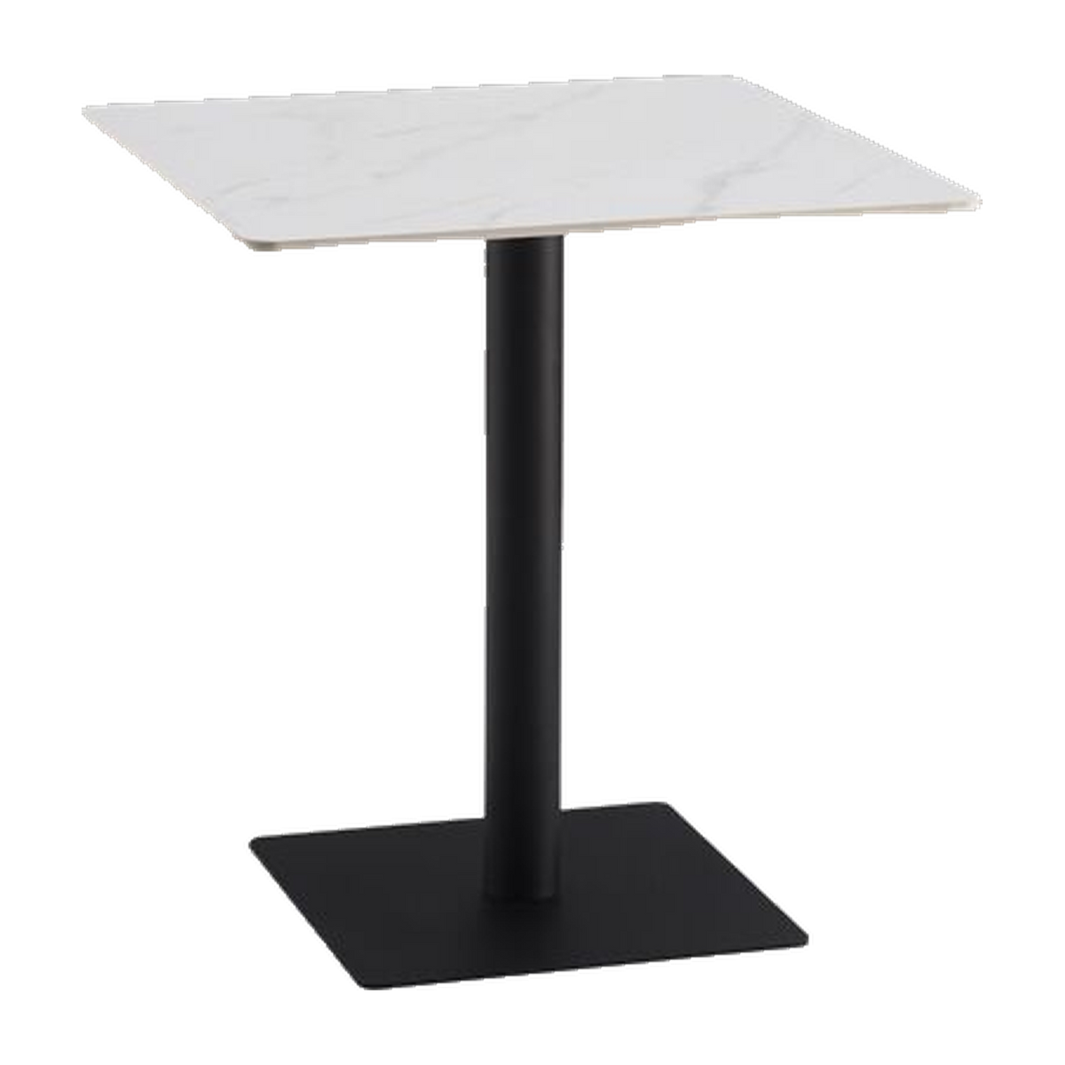 Square Marble-Look Cafe Table with Black Pedestal – transparent product image