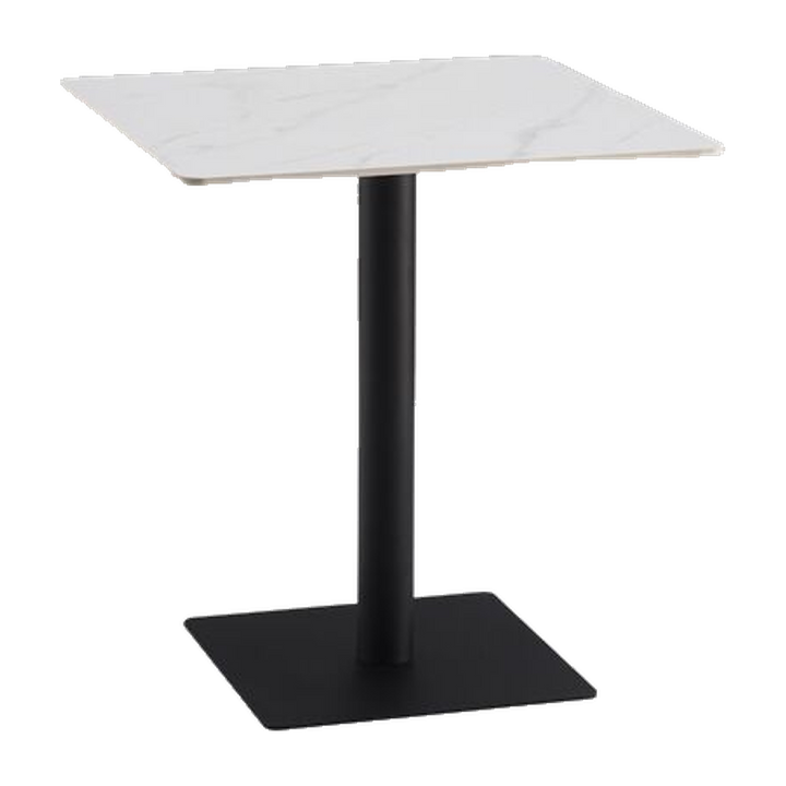 Square Marble-Look Cafe Table with Black Pedestal – transparent product image
