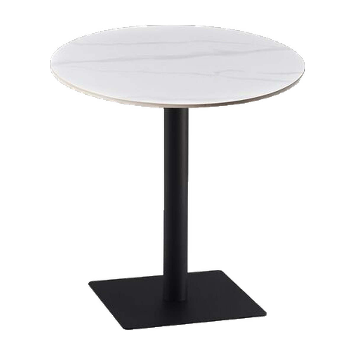 Round Marble-Look Cafe Table with Black Pedestal – transparent product image