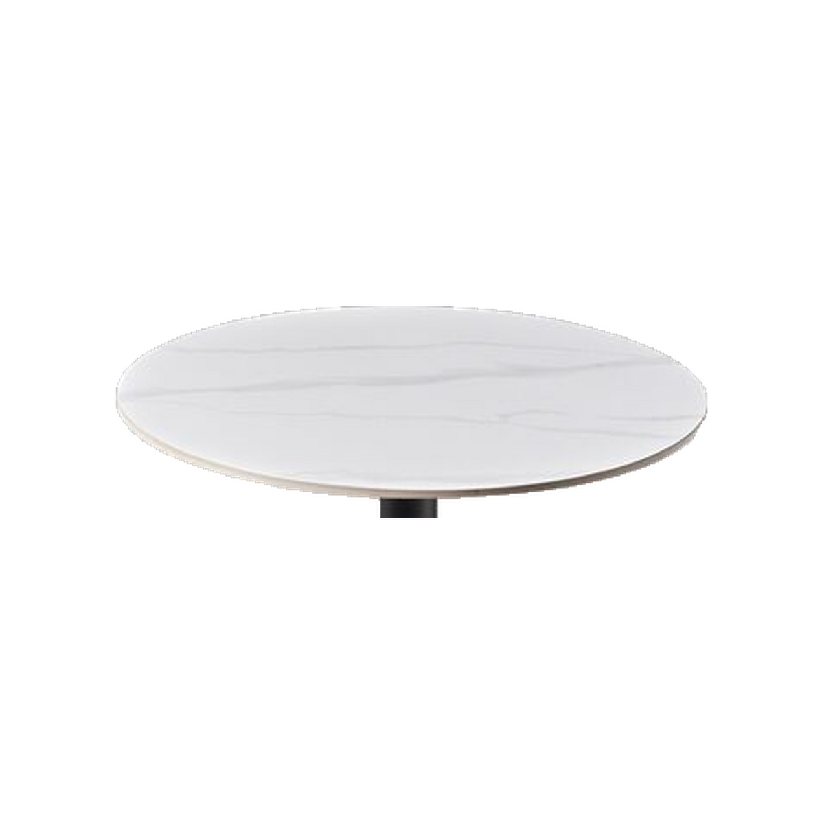Round Marble-Look Cafe Table with Black Pedestal – tabletop detail