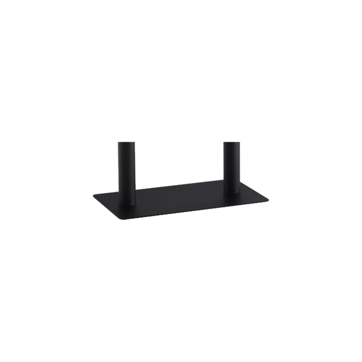 Rectangular White Marble-Look Cafe Table with Twin Black Pedestals – base detail