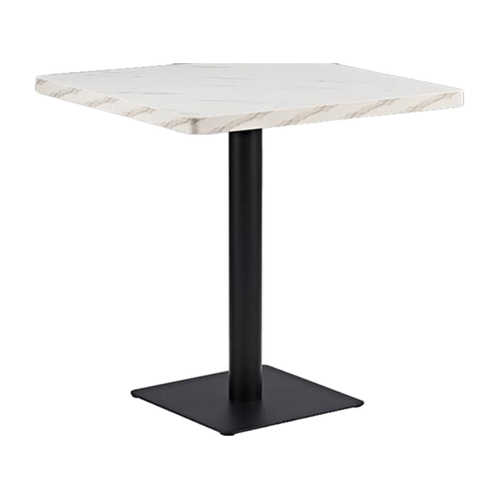 Square Marble-Look Restaurant Table with Black Pedestal – transparent product image