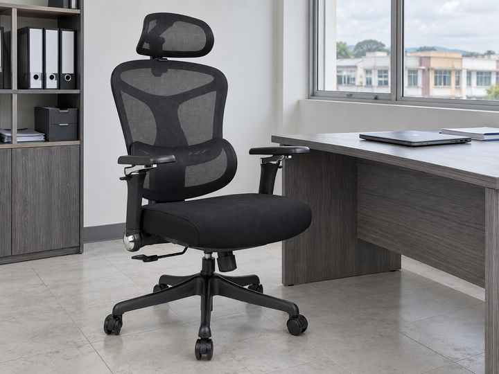 Ergoflex Pro Black mesh office chair in a Malaysian office