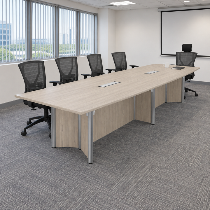 fox pole large rectangular — exact table configuration in a Malaysian office; chairs are styling references