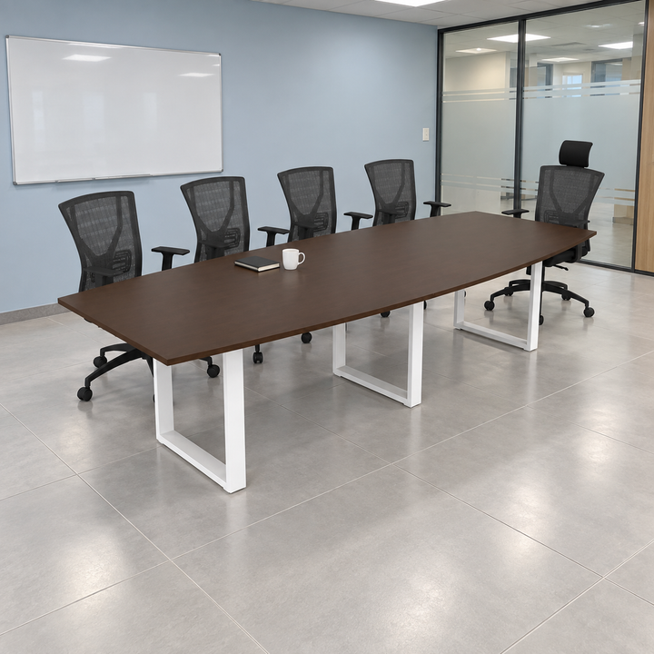 fox square large rectangular — exact table configuration in a Malaysian office; chairs are styling references