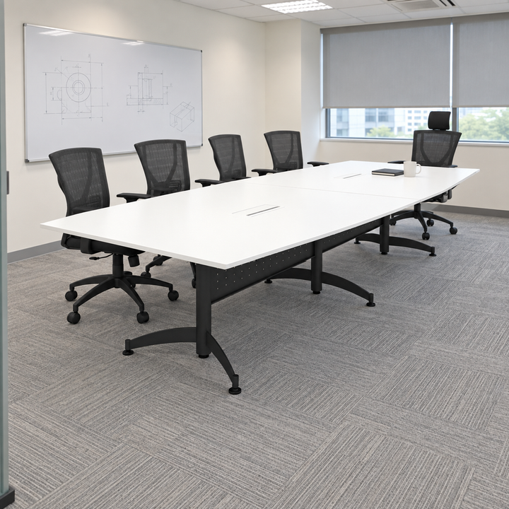 fox taxus large rectangular — exact table configuration in a Malaysian office; chairs are styling references