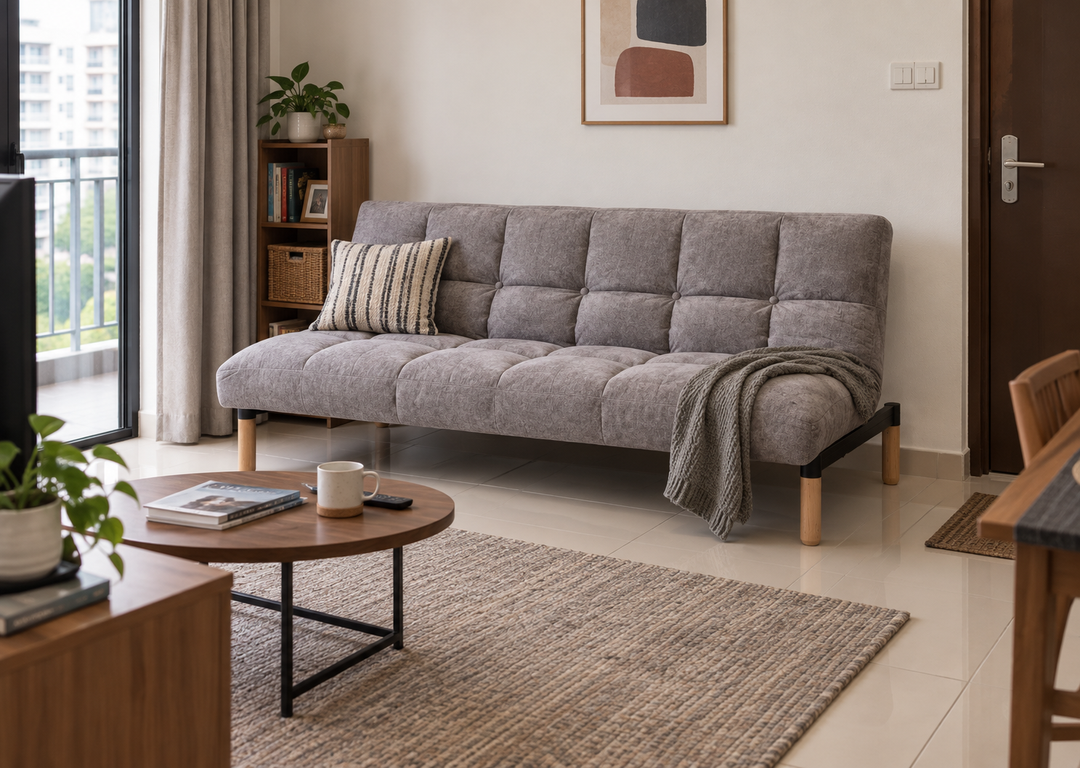 Fuji Convertible Sofa Bed in a Malaysian living room