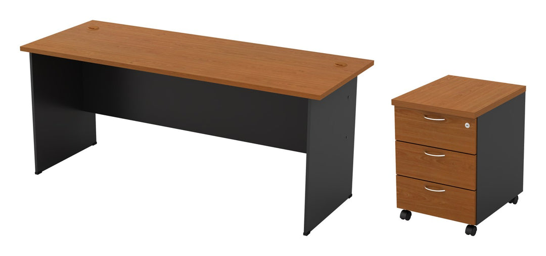 G-Series office table and 3-drawer mobile pedestal set, meja pejabat set