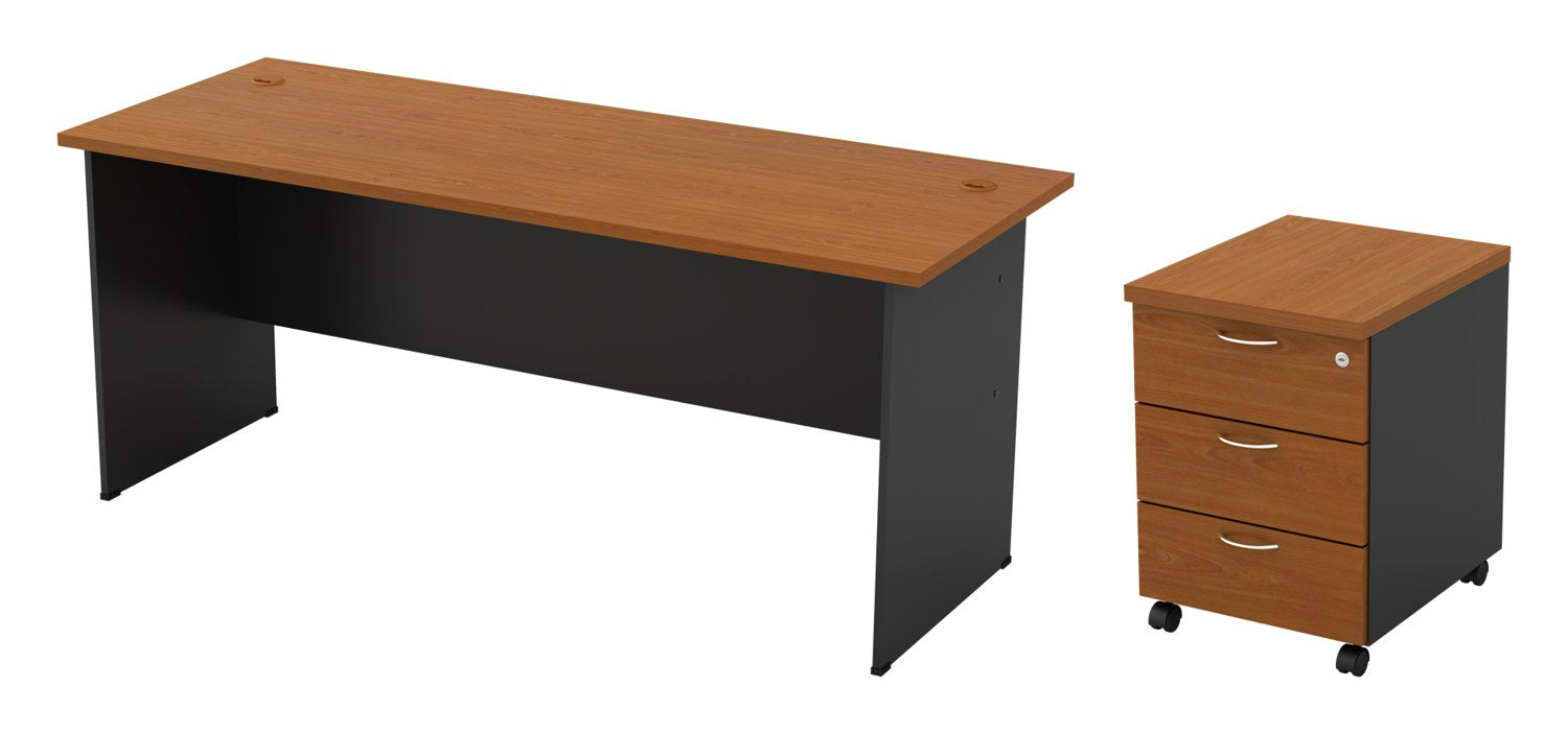 G-Series office table and 3-drawer mobile pedestal set, meja pejabat set