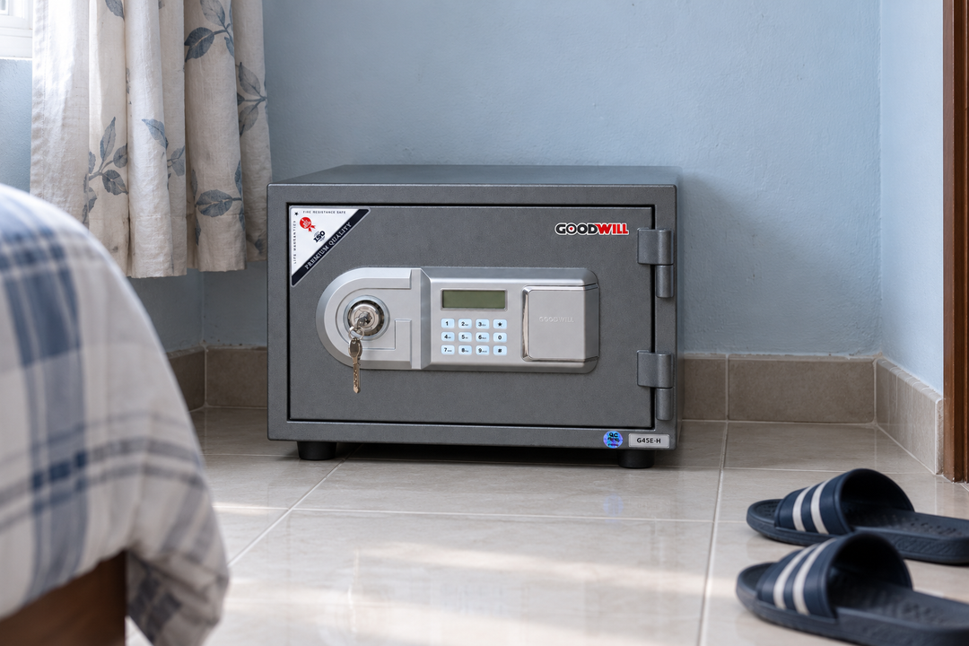 GoodWill G45E-H horizontal digital safe in a Malaysian home, model-specific lifestyle image