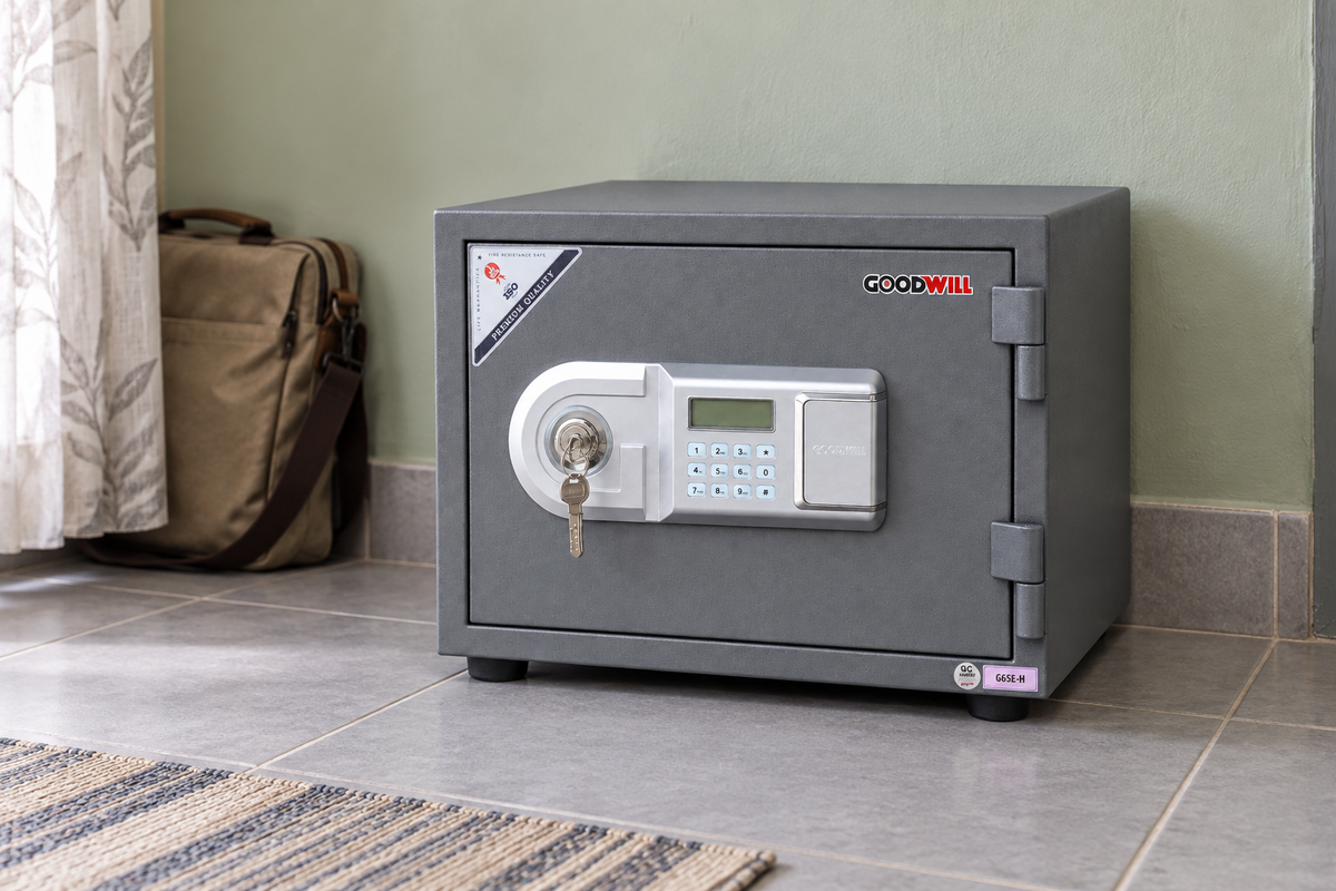 GoodWill G65E-H horizontal digital safe in a Malaysian home, model-specific lifestyle image