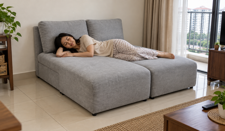 Haven convertible sofa bed with both seat sections extended