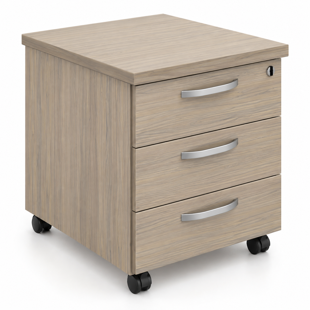 Optional JUPITER three-drawer mobile pedestal with caster wheels