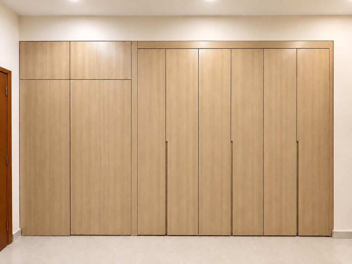 Custom full-wall wardrobe installed in a customer home