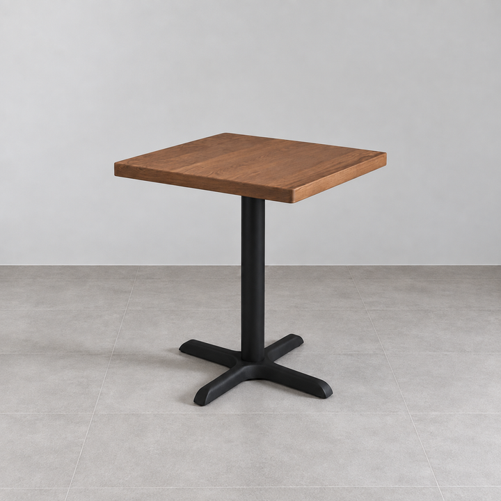 Cross Base Cafe Table — cross square walnut hero (square)