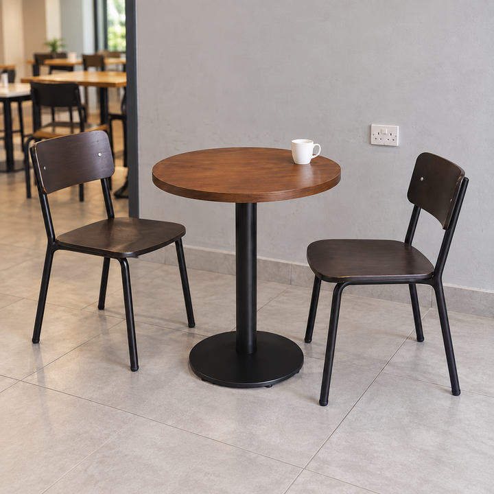 Metal Round Base Cafe Table — metal round lifestyle (square)